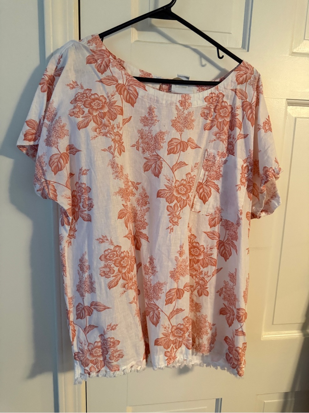 Liz Claiborne White Top with Dusty Rose Floral Print